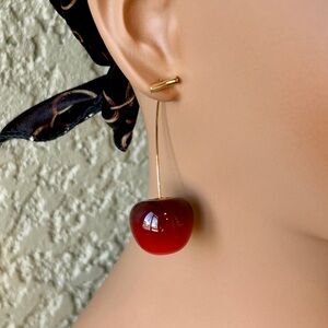Trendy Red Cherry Drop Earrings